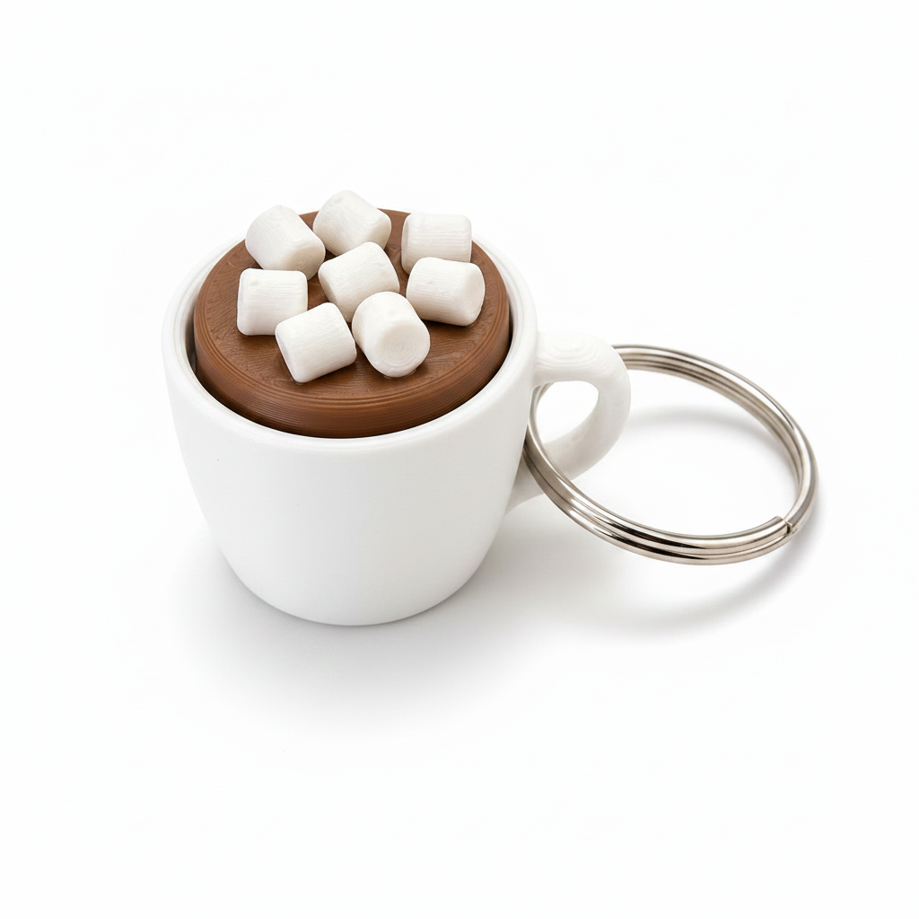 White Marshmallow Mug Keychain