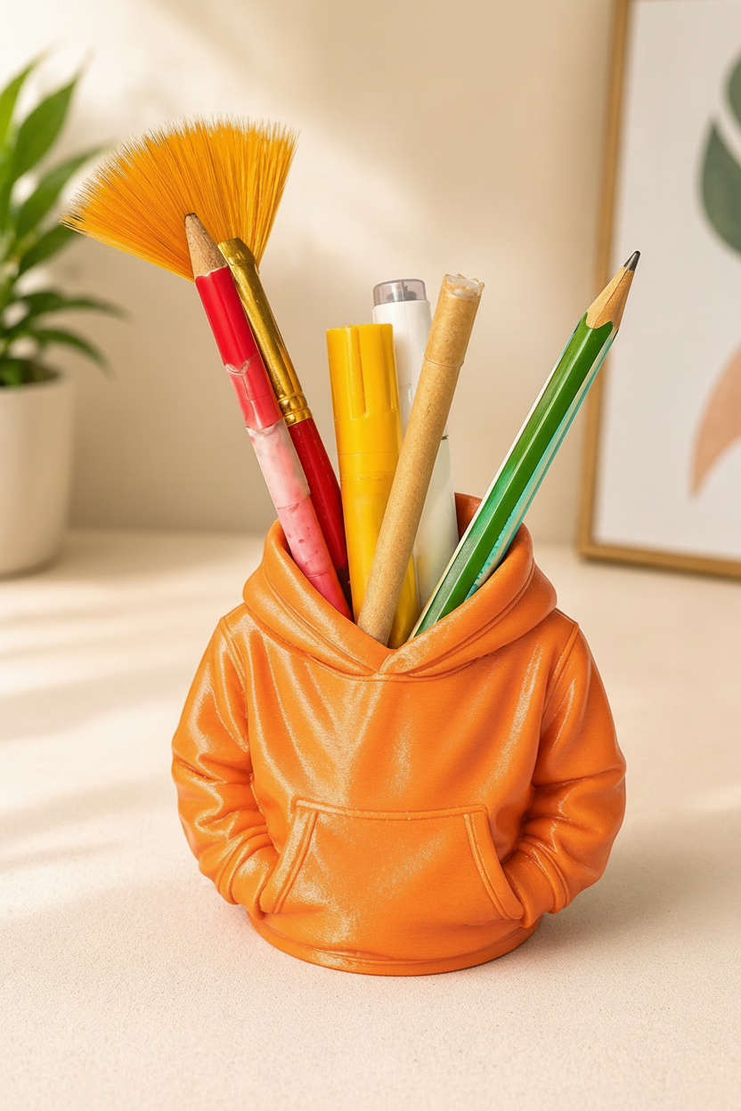 Orange Hoodie Pen Holder