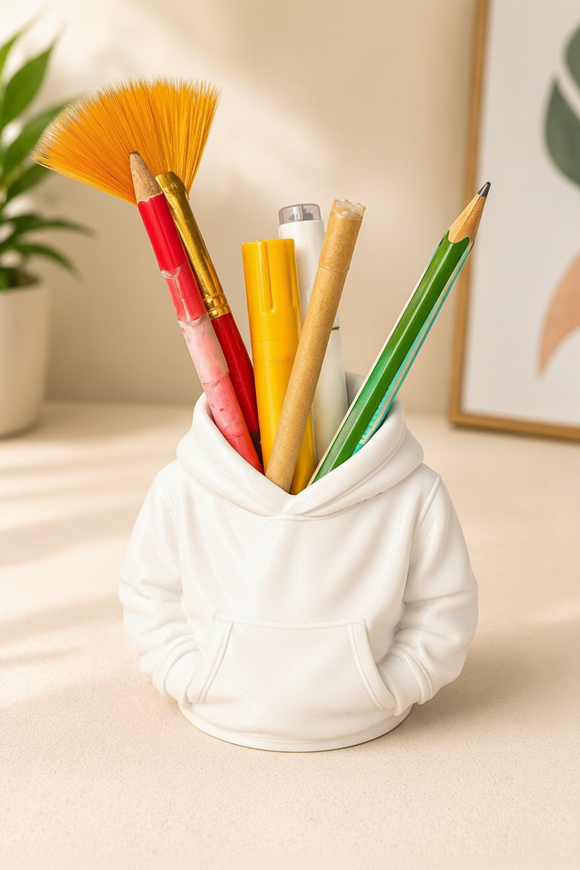 White Hoodie Pen Holder
