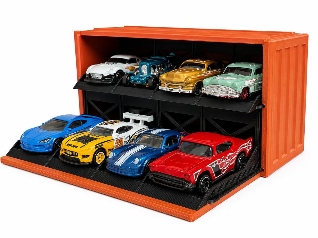 Shipping Container Display Garage | 8 Car Die - Cast Storage & Display Case