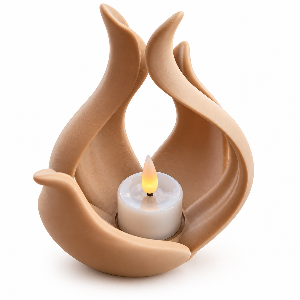 Sculptural Flame LED Tea Light Holder