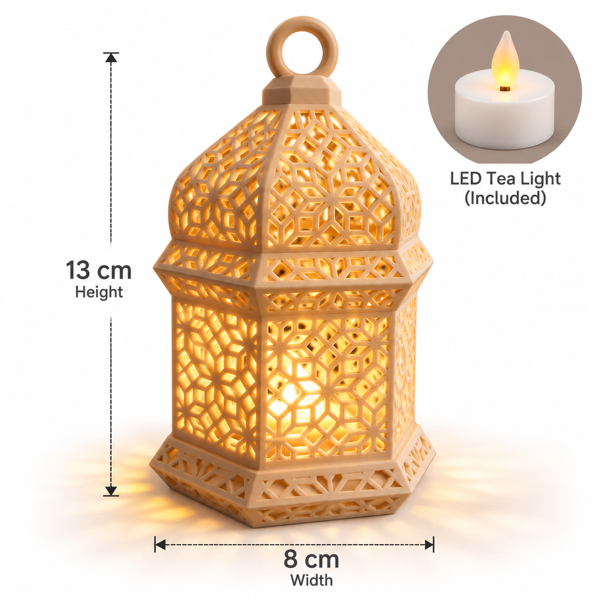 Geometric Moroccan LED Lantern